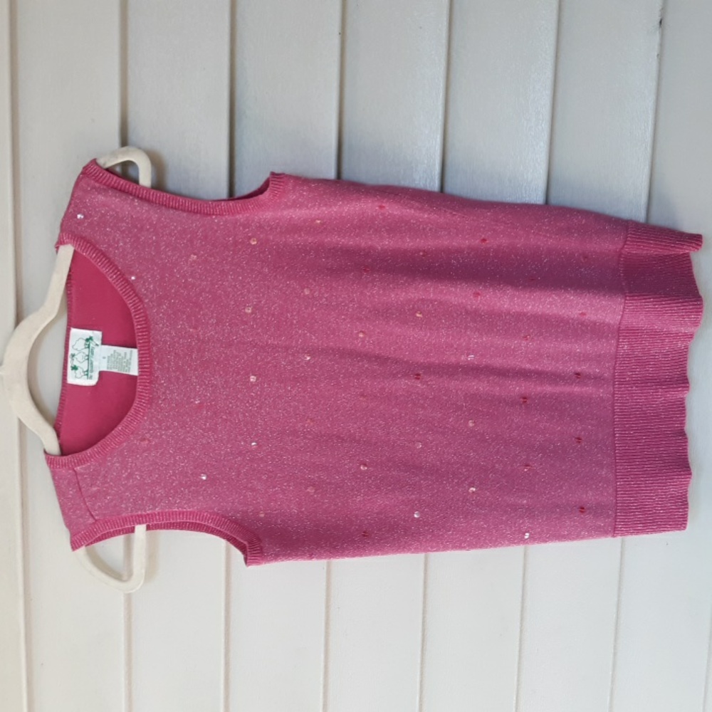 Vtg The quacker factory sweater vest size small pink metallic sequins